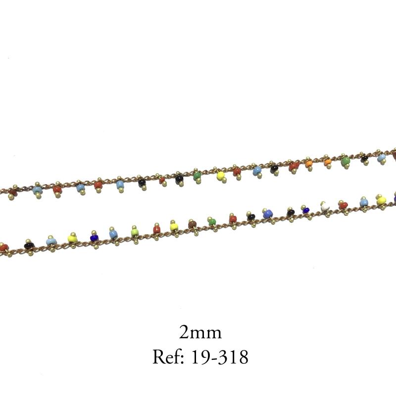 CADENA DE COLORES EN DORADO  - 2 MM (PRECIO POR METRO)