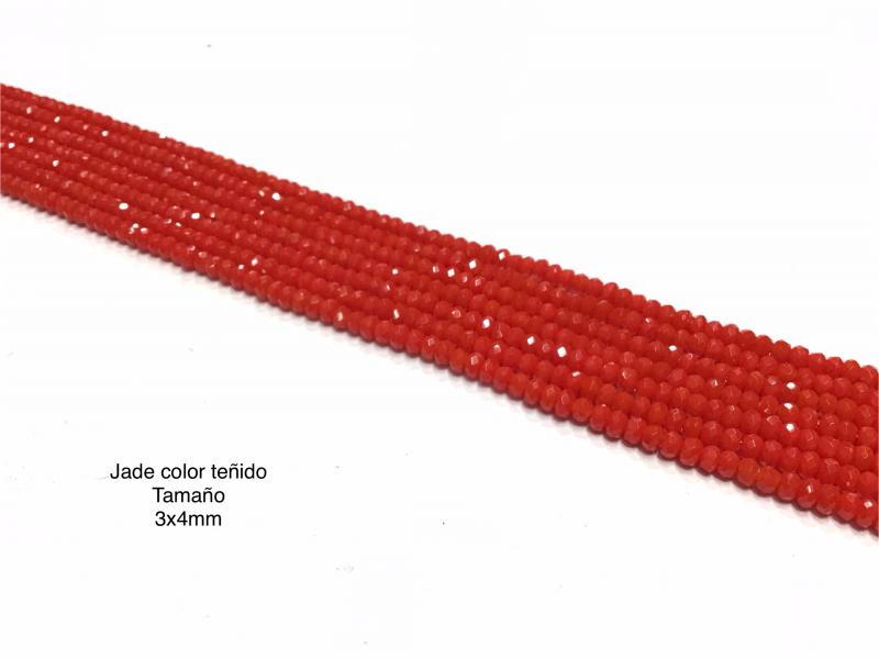 JADE TEIDO FACETADO 3x4mm - Jade Facetado teido el color 
4x3mm hilos de 36cm de largo