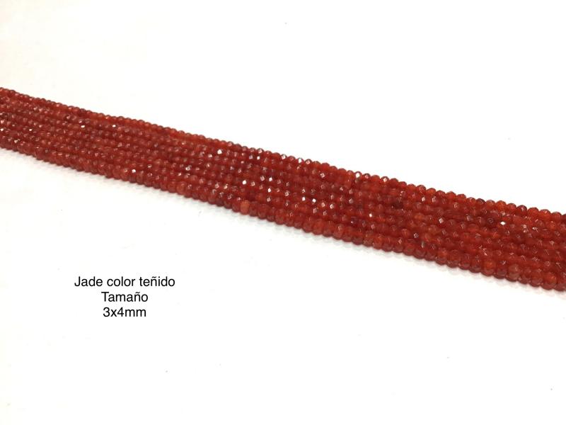 JADE TEIDO FACETADO 3x4mm - Jade Facetado teido el color 4x3mm hilos de 36cm de largo