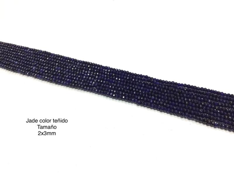 JADE TEIDO FACETADO 2x3mm - Jade Facetado color teido de 2x3mm en hilos de 36cm de largo