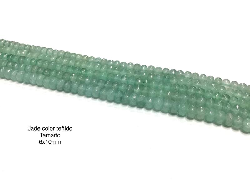 JADE TEIDO FACETADO 6x10mm - Jade Facetado color teido de 5x8mm en hilos de 36cm de largo