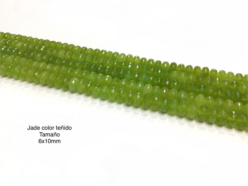 JADE TEIDO FACETADO 6x10mm - Jade Facetado color teido de 6x10mm en hilos de 36cm de largo