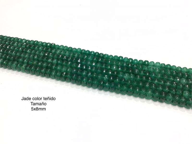 JADE TEIDO FACETADO 5x8mm - Jade Facetado color teido de 5x8mm en hilos de 36cm de largo