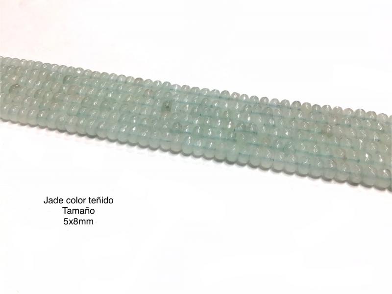 JADE TEIDO FACETADO 5x8mm - Jade Facetado color teido de 5x8mm en hilos de 36cm de largo